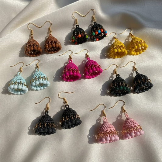 Colorful Crochet Jhumka Earrings