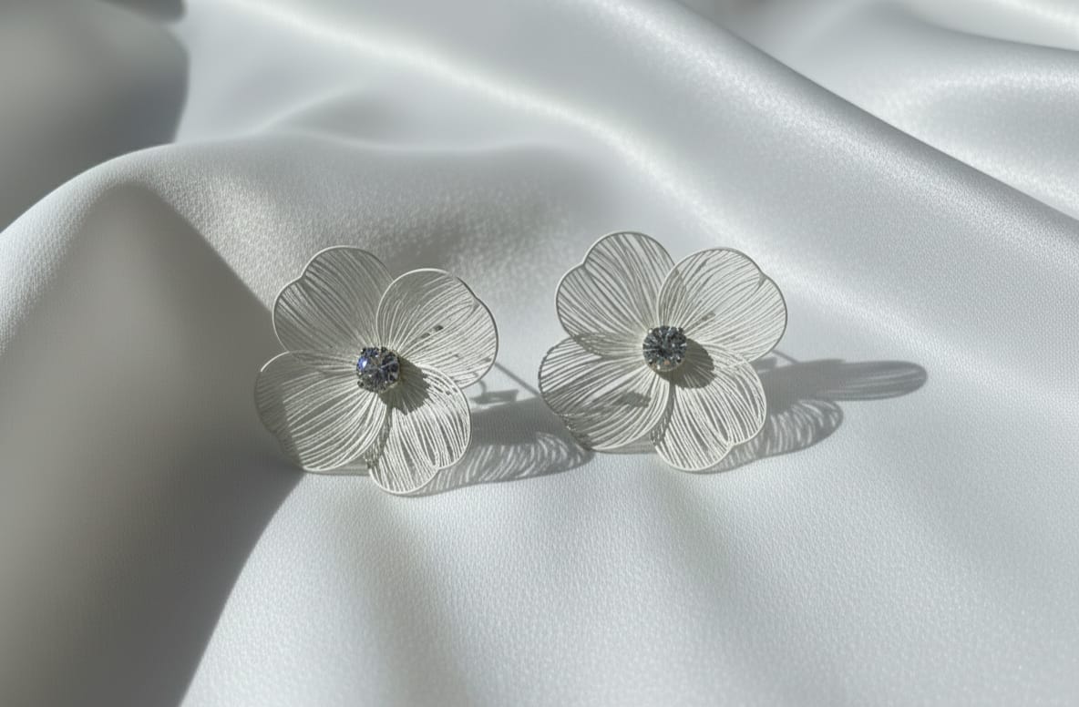 Crystal Flower Stud Earrings