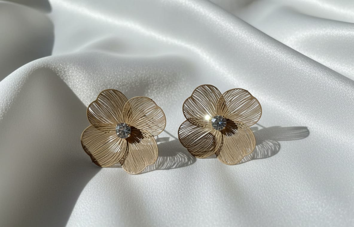Crystal Flower Stud Earrings