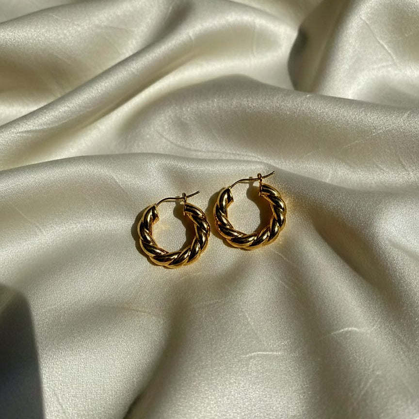Textured Chunky Gold Hoop Earrings