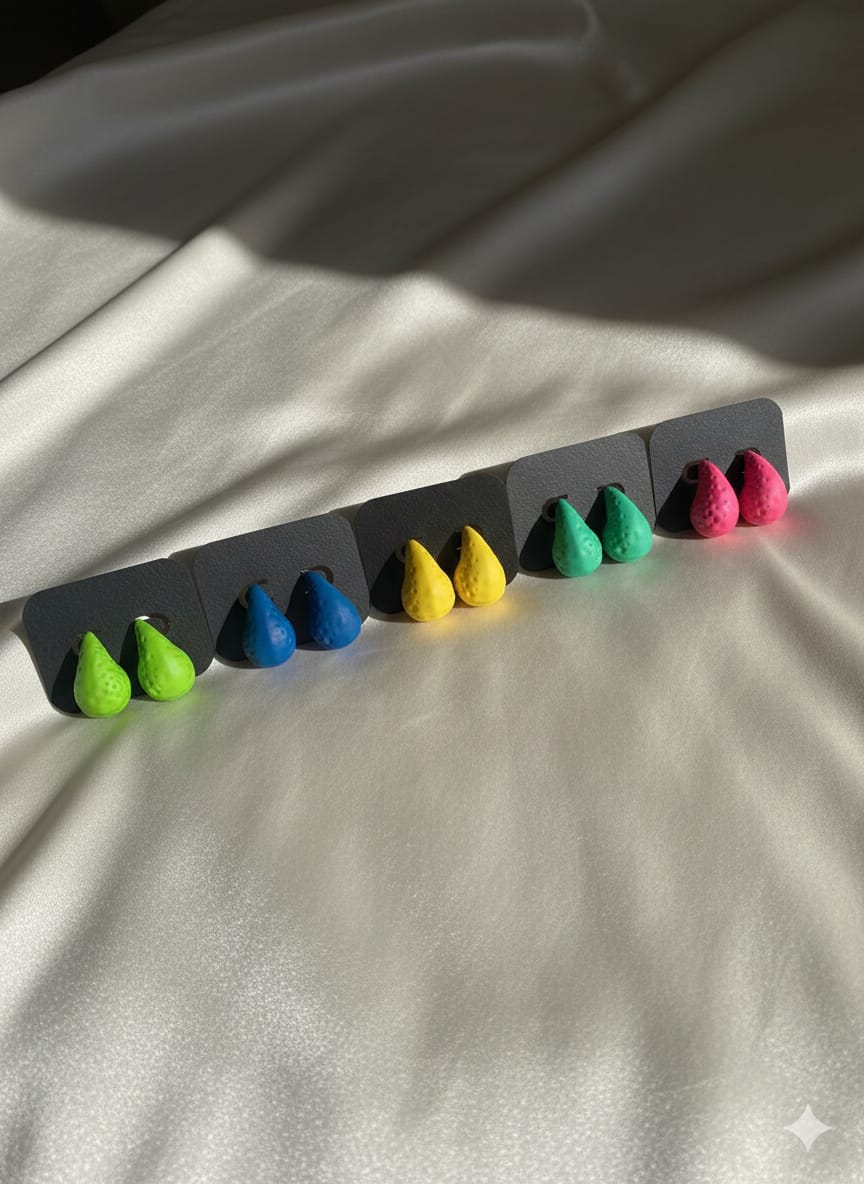 Teal 3D Teardrop Statement Earrings