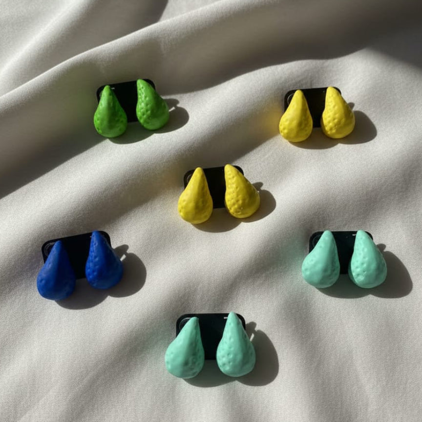 Teal 3D Teardrop Statement Earrings