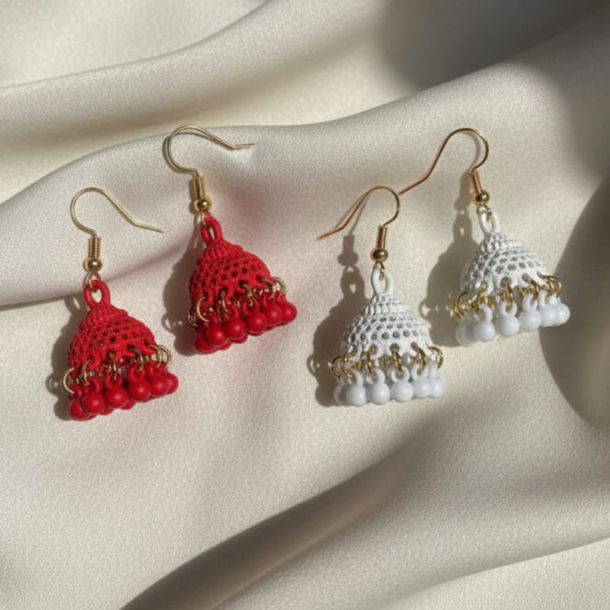 Colorful Crochet Jhumka Earrings