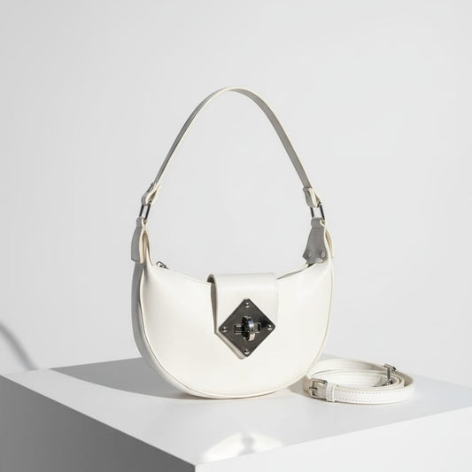 In White Half - Moon Shoulder bag