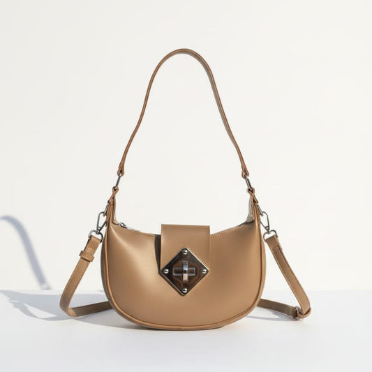 Half-Moon Diamond-Clasp Handbag