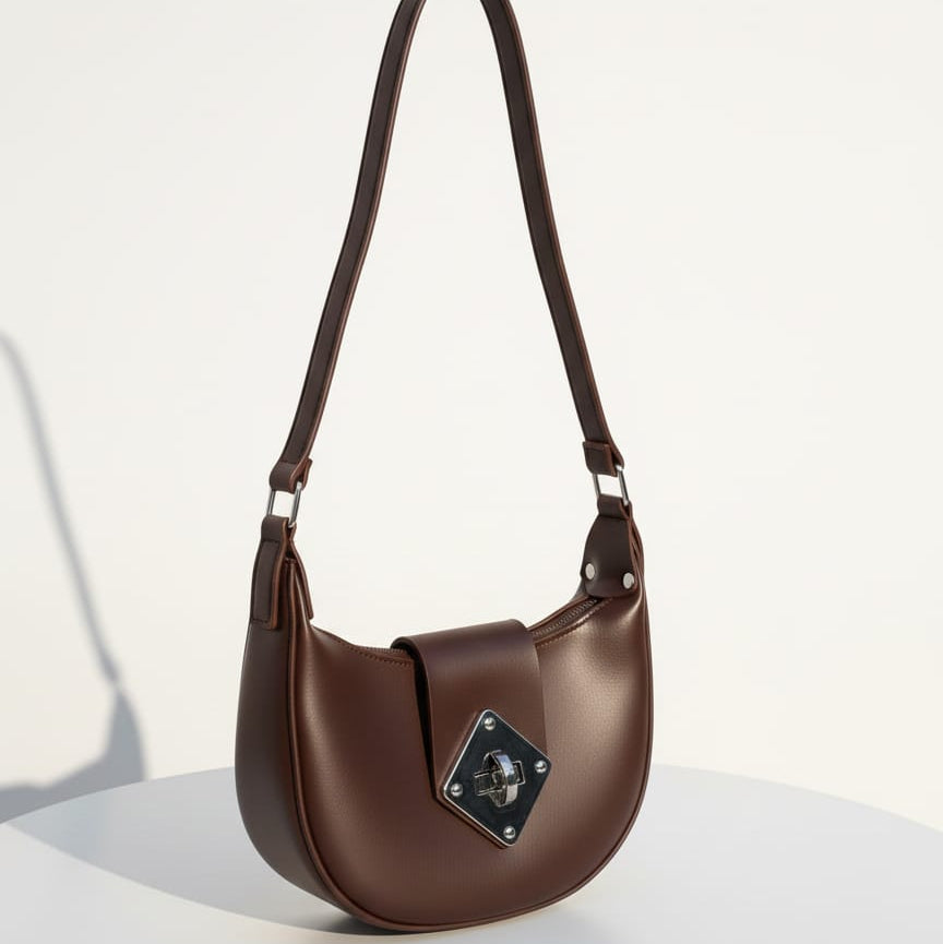 Half-Moon Diamond-Clasp Handbag