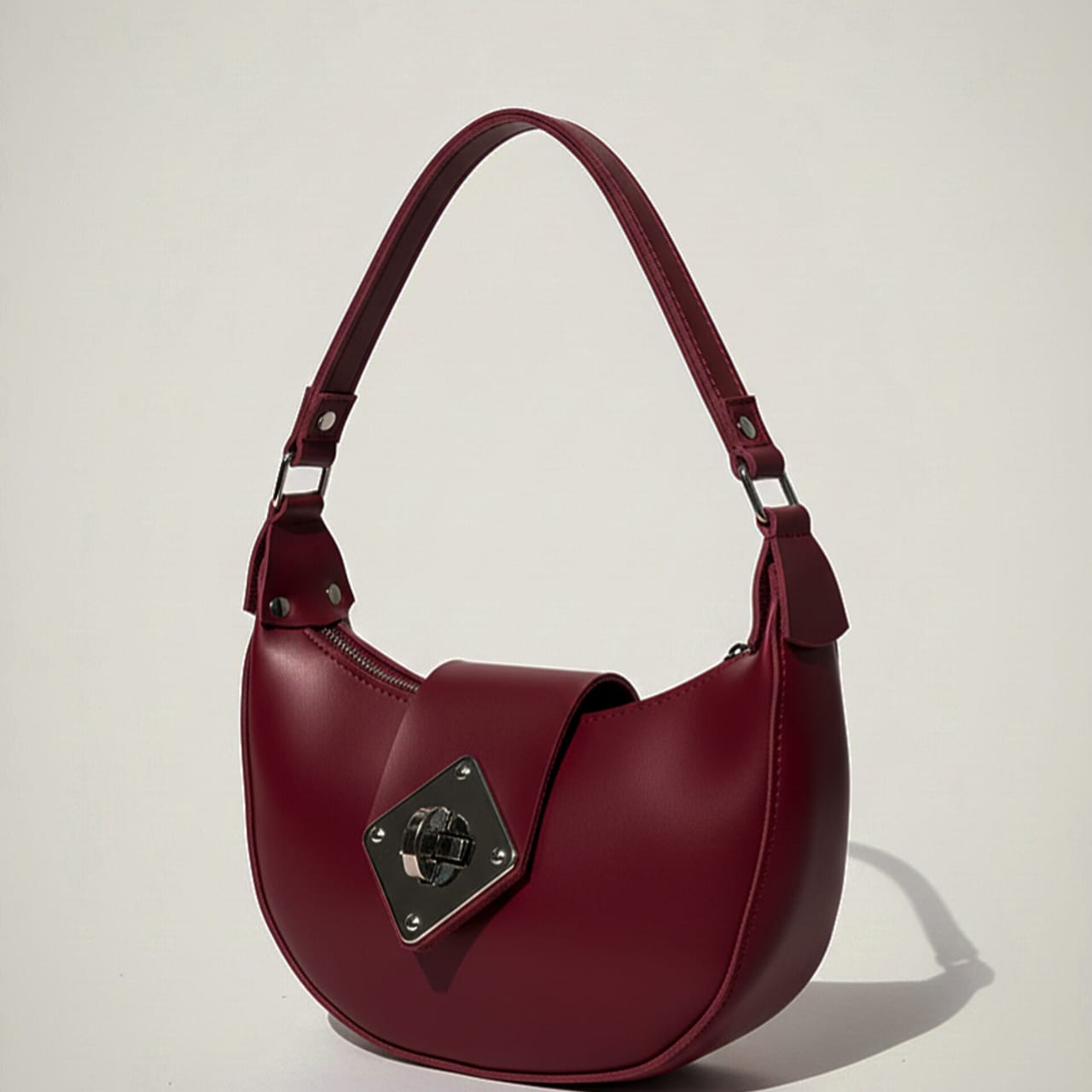 Half-Moon Diamond-Clasp Handbag