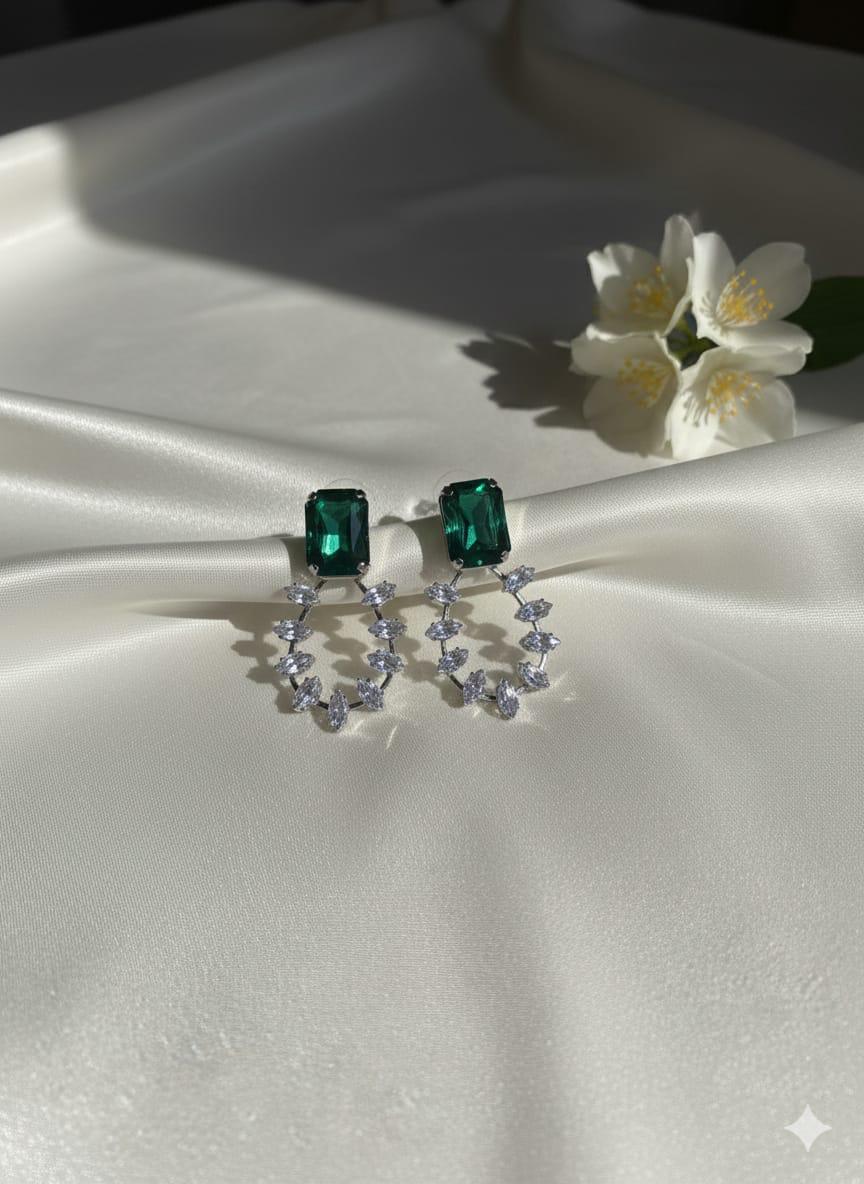Emerald & Diamond Drop Earrings