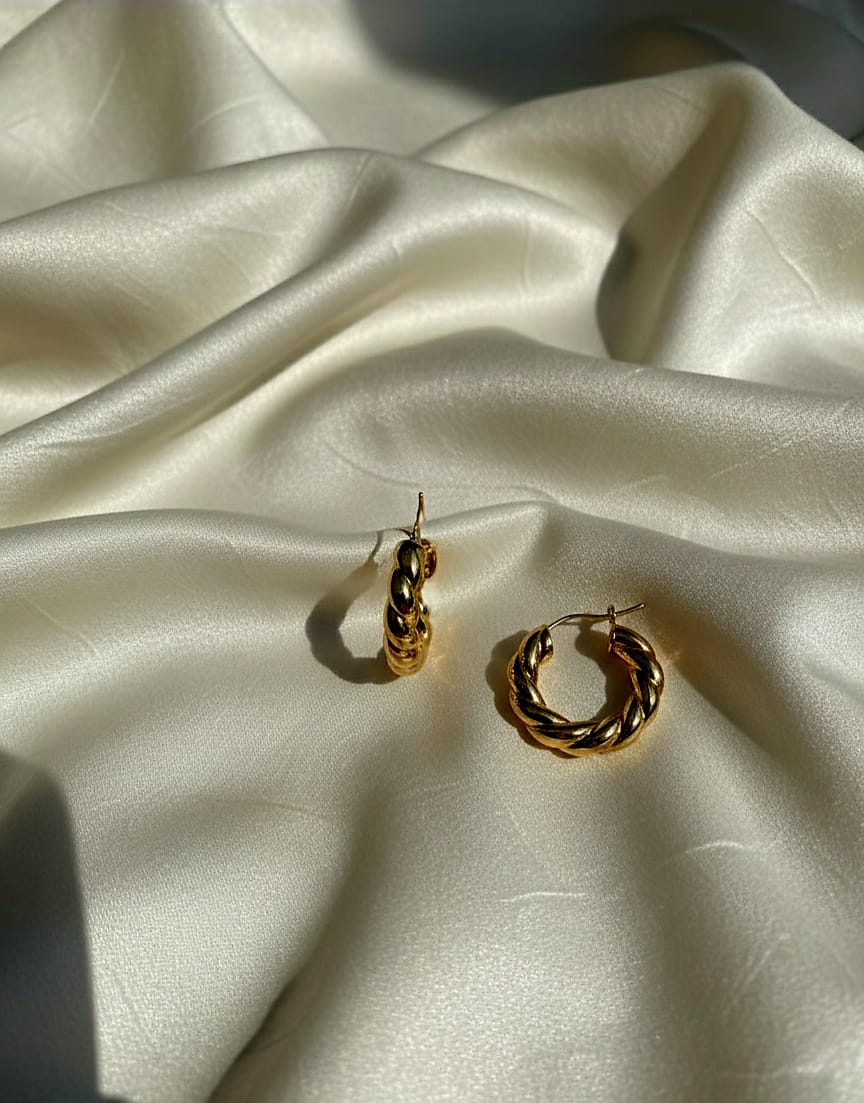 Textured Chunky Gold Hoop Earrings