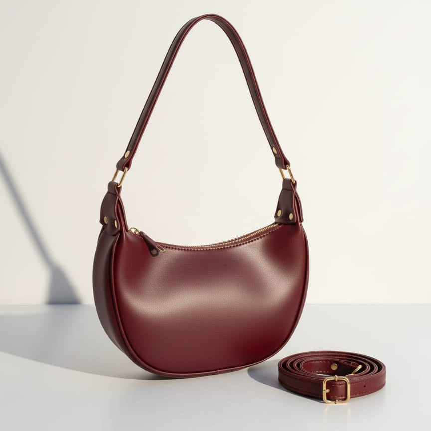 Half-Moon Diamond-Clasp Shoulder Bag