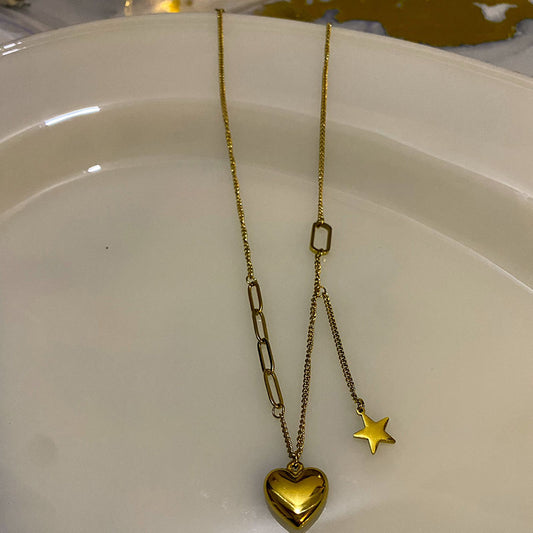 Anti-Tarnish Heart & Star Necklace