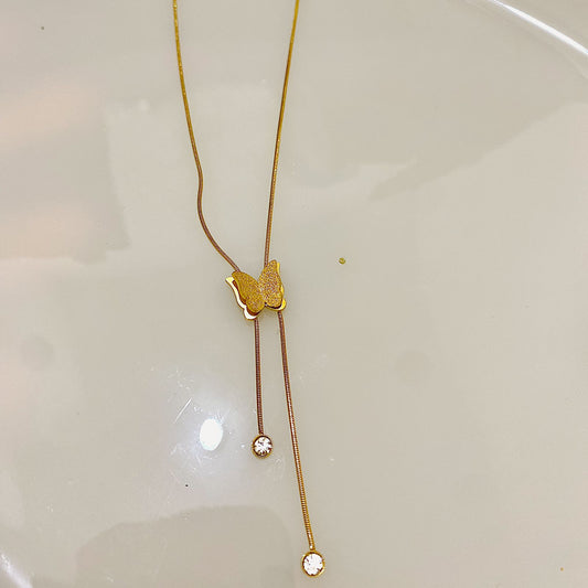 Anti-Tarnish Butterfly Drop Necklace