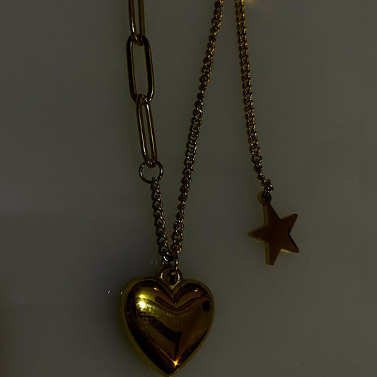 Anti-Tarnish Heart & Star Necklace