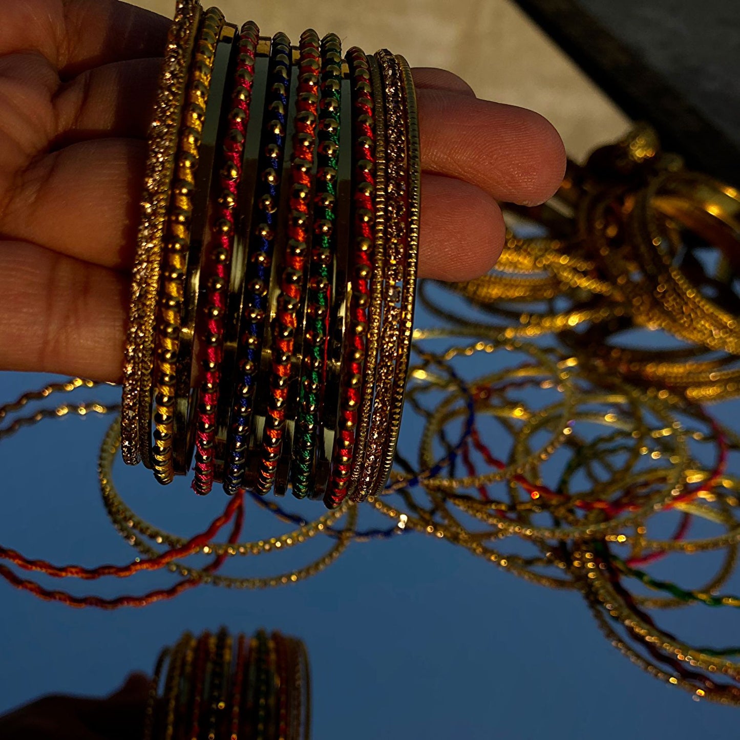 Antique Gold Leaf-Charm Bangles
