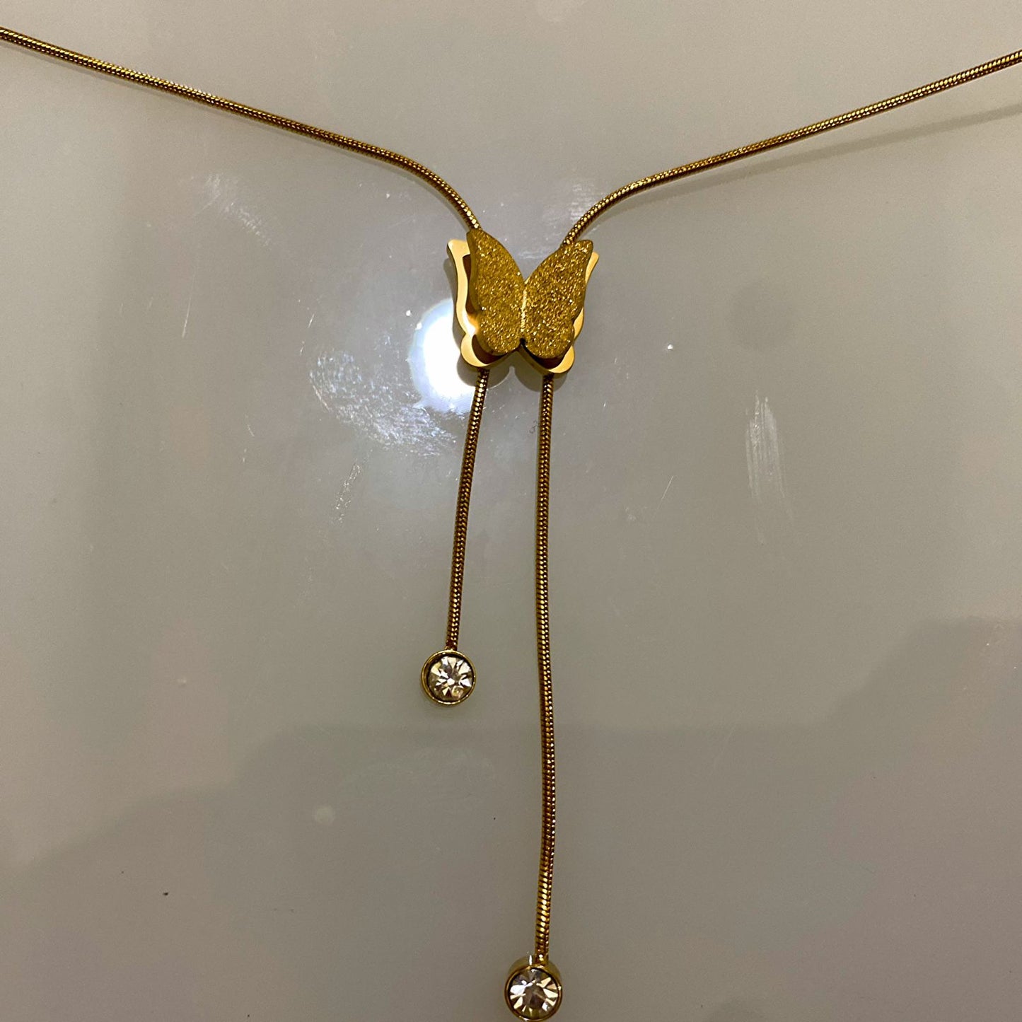 Anti-Tarnish Butterfly Drop Necklace